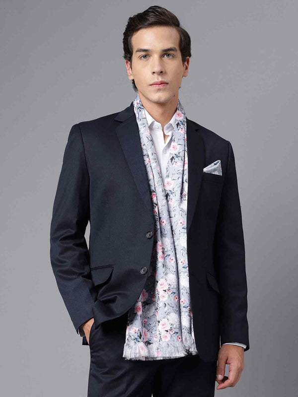 Grey Floral Stole & Pocket Square Set - TOSSIDO