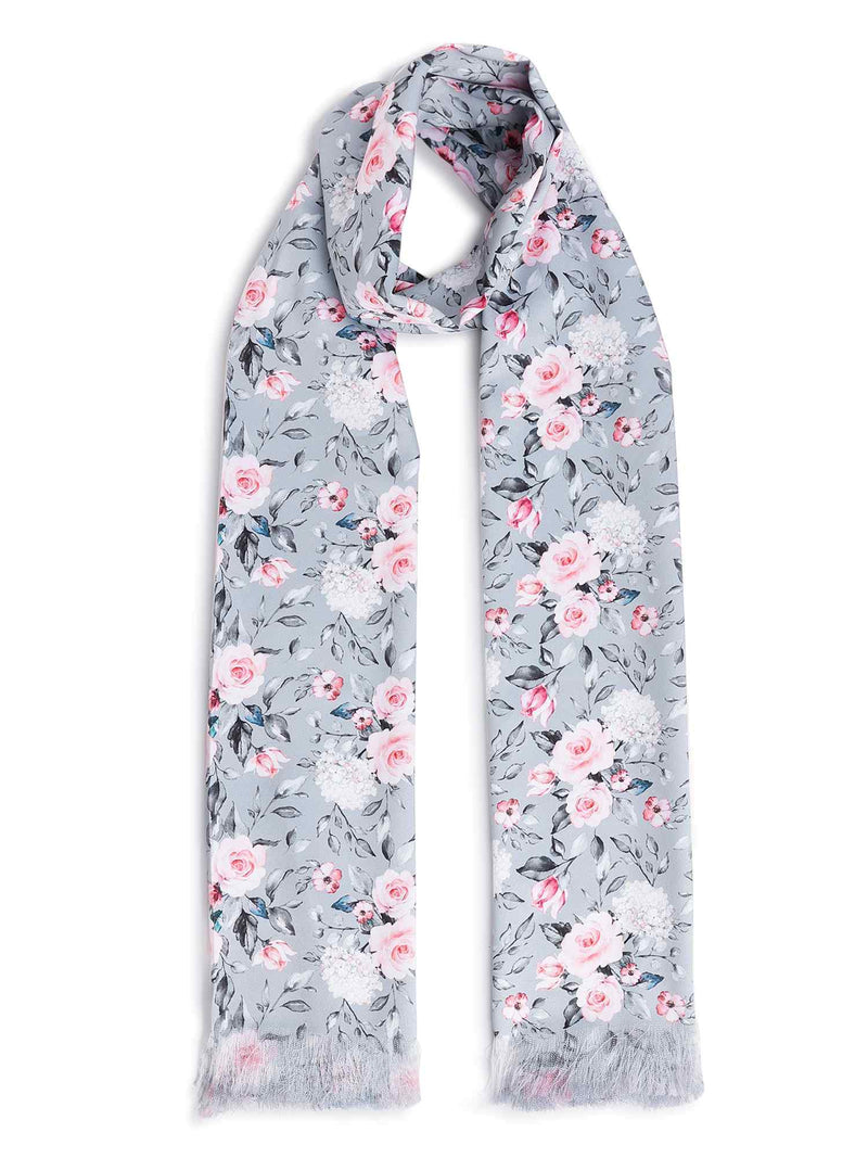 Grey Floral Stole & Pocket Square Set - TOSSIDO