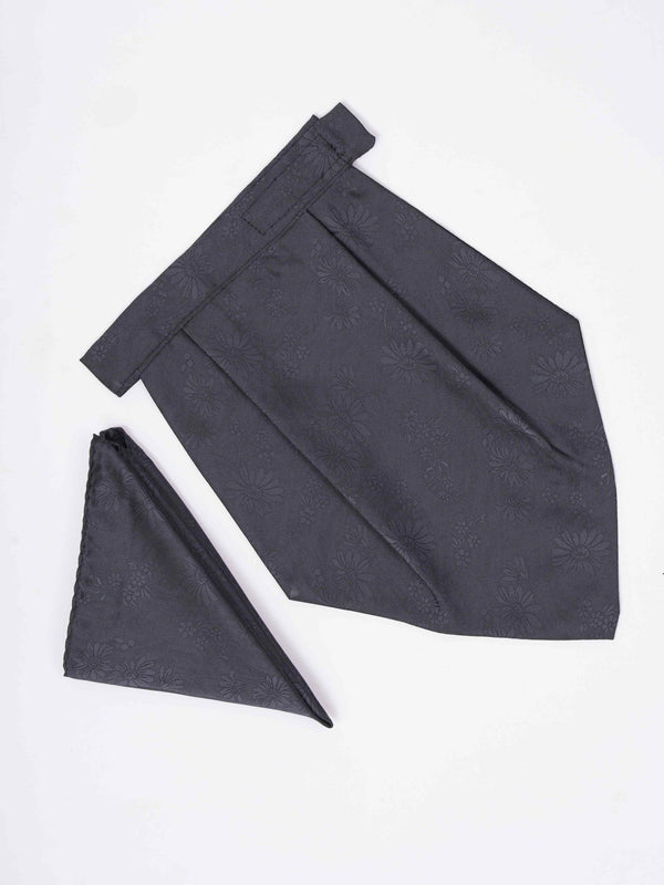 Grey Floral Woven Cravat & Pocket Square Set - TOSSIDO
