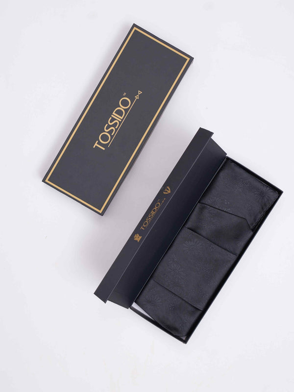Grey Floral Woven Cravat & Pocket Square Set - TOSSIDO