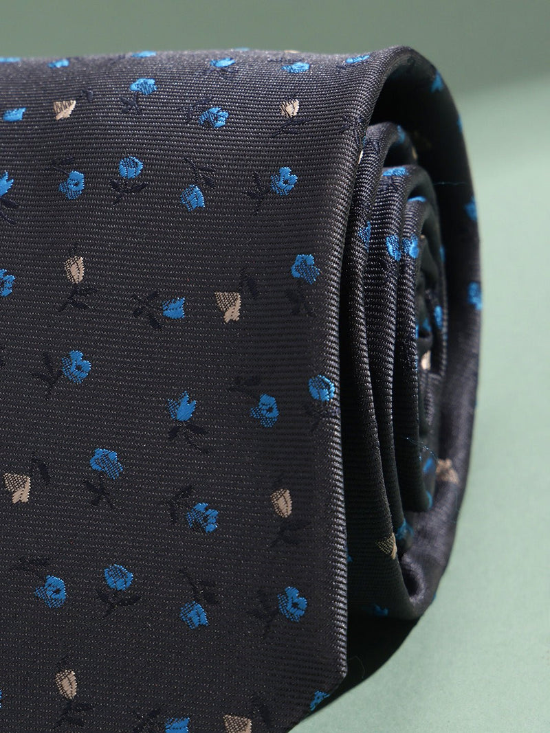 Grey Floral Woven Necktie - TOSSIDO