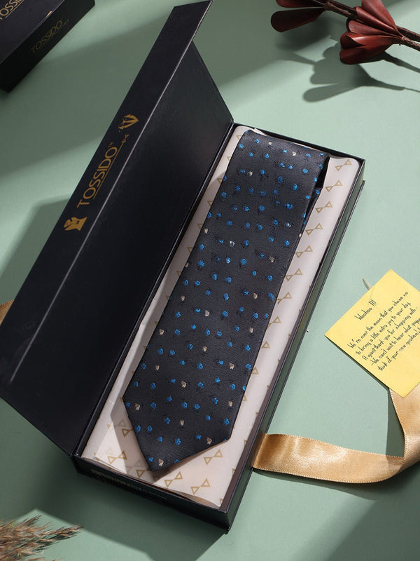 Grey Floral Woven Necktie - TOSSIDO