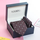 Grey Geometric Necktie & Pocket Square Giftset - TOSSIDO