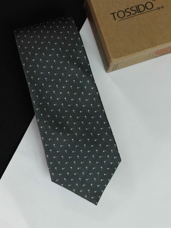 Grey Geometric Woven Necktie - TOSSIDO
