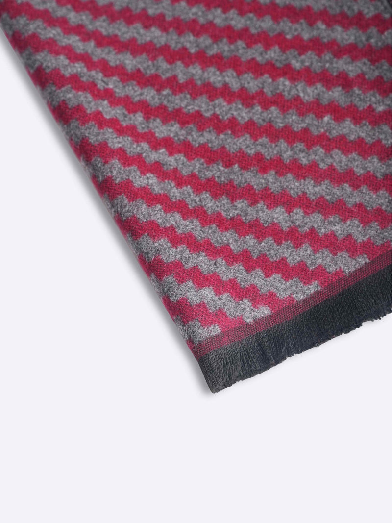 Grey & Maroon Stripe Muffler - TOSSIDO
