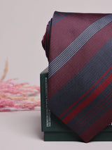 Grey & Maroon Stripe Necktie - TOSSIDO