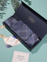 Grey Paisley Check Woven Cravat & Pocket Square Set - TOSSIDO