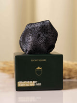 Grey Paisley Jacquard Pocket Square - TOSSIDO