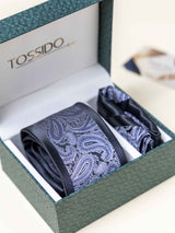 Grey Paisley Necktie Gift - set - TOSSIDO