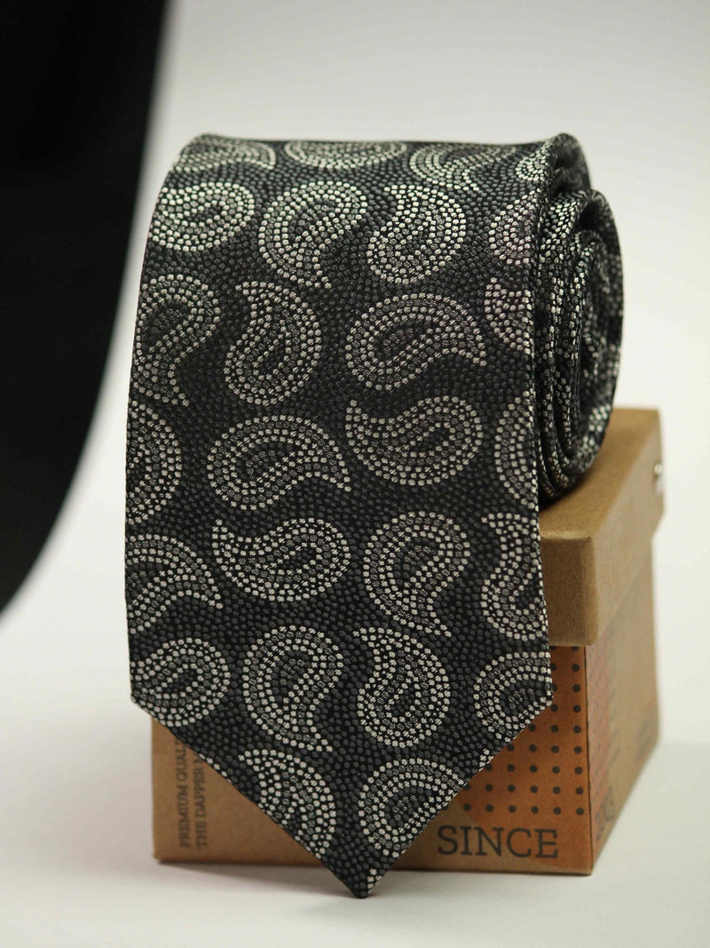 Grey Paisley Silk Necktie - TOSSIDO