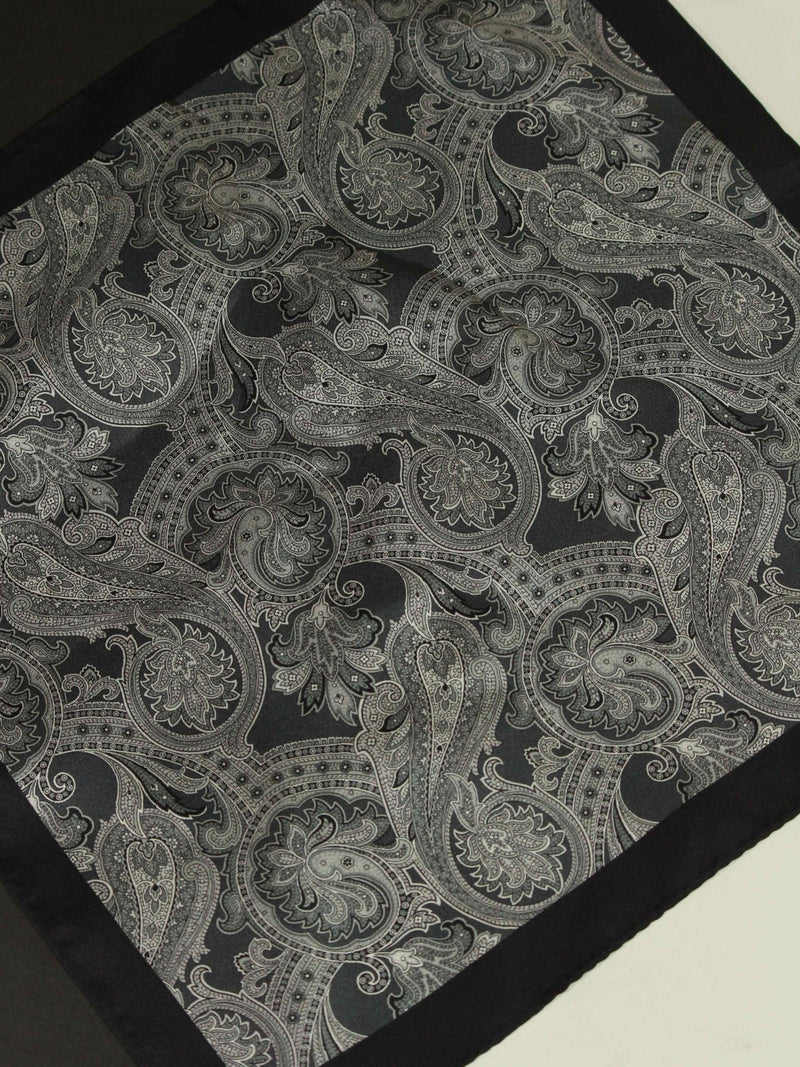 Grey Paisley Silk Pocket Square - TOSSIDO