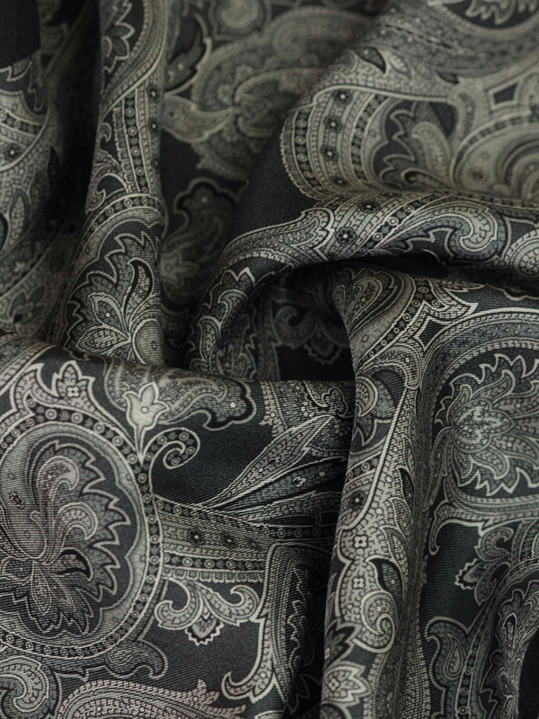 Grey Paisley Silk Pocket Square - TOSSIDO