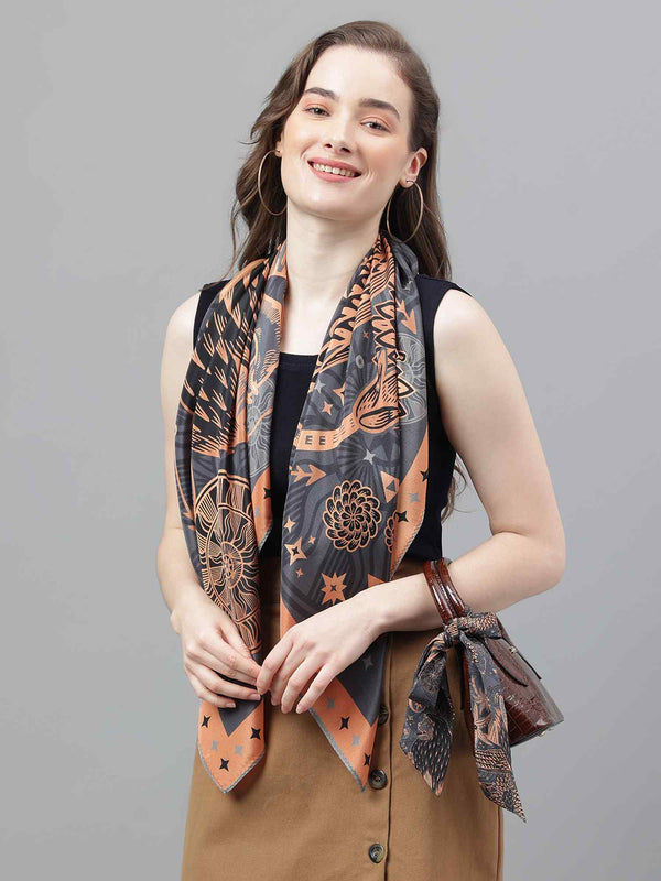 Grey & Peach Novelty Scarf & Scarf Bag Set - TOSSIDO