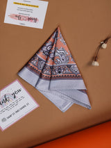 Grey & Peach Paisley Pocket Square - TOSSIDO