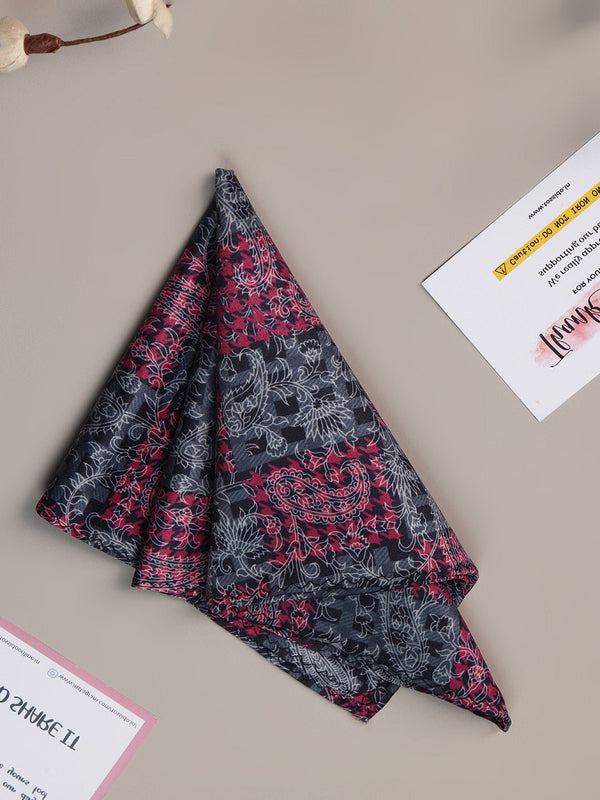 Grey & Pink Paisley Pocket Square - TOSSIDO
