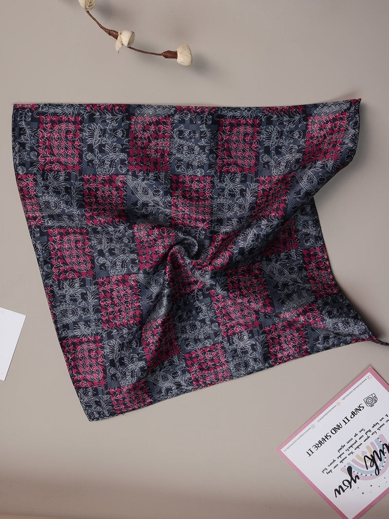 Grey & Pink Paisley Pocket Square - TOSSIDO