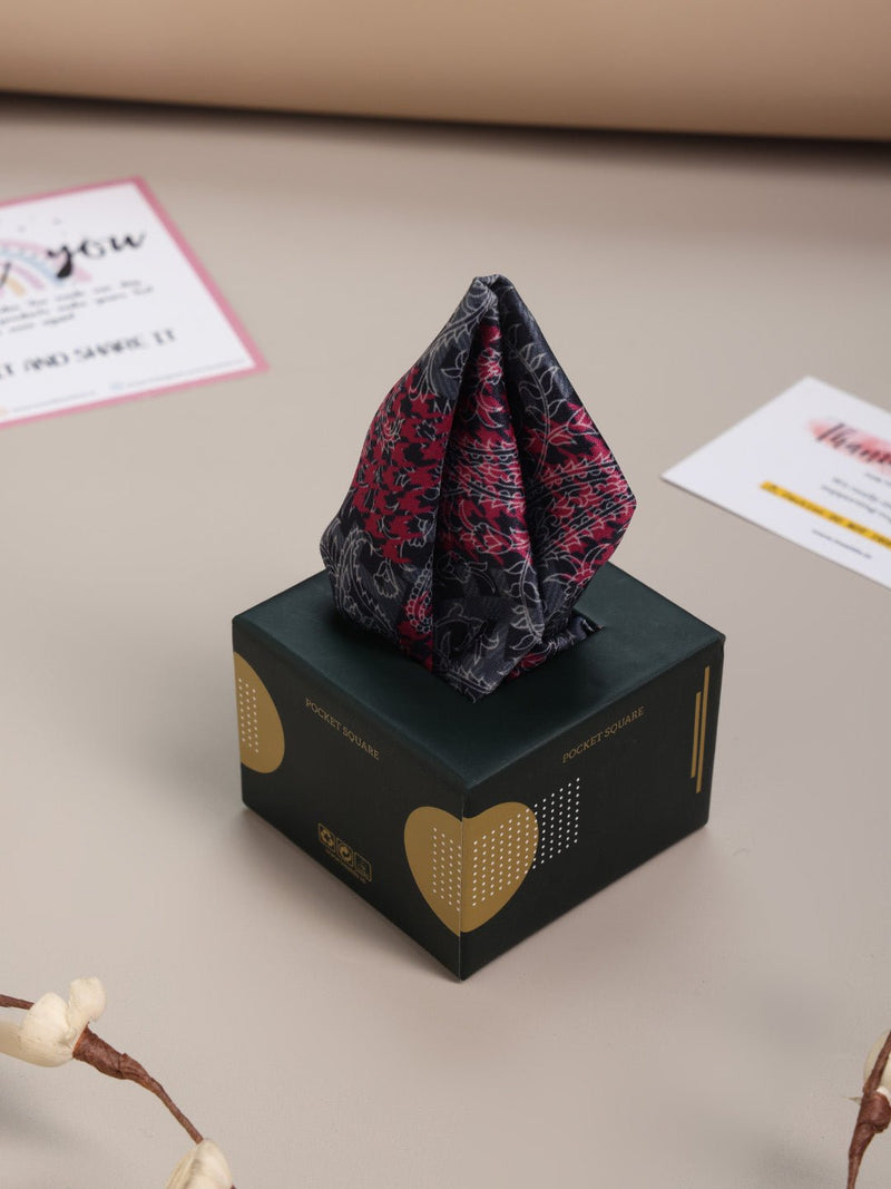 Grey & Pink Paisley Pocket Square - TOSSIDO