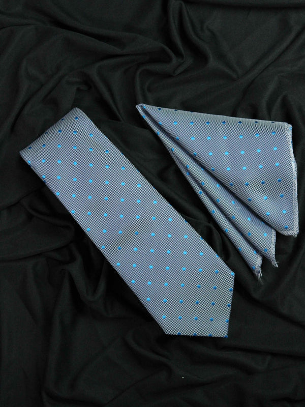 Grey Polka Necktie & Pocket Square Giftset - TOSSIDO