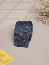 Grey Polka Silk Knitted Necktie