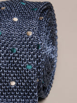 Grey Polka Silk Knitted Necktie