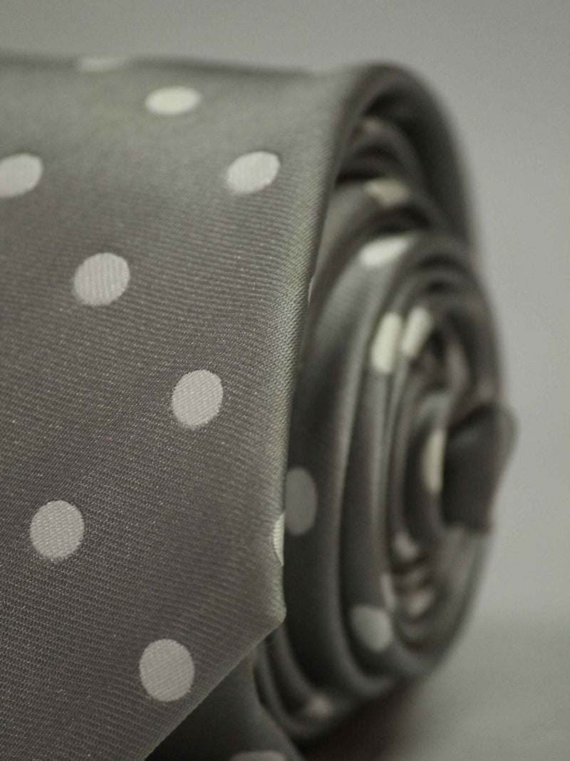 Grey Polka Skinny Necktie - TOSSIDO