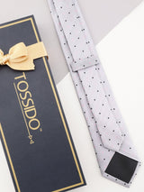 Grey Polka Woven Silk Necktie - TOSSIDO