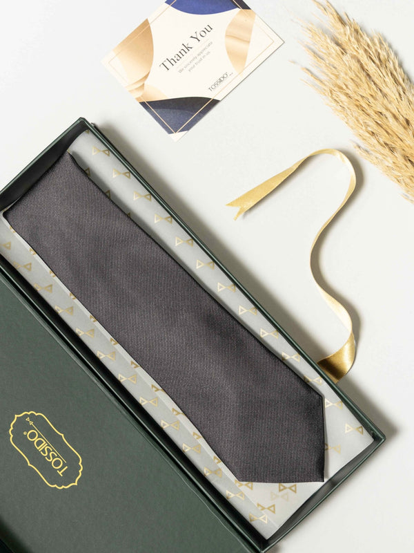 Grey Pure Silk Necktie (Teflon Coated) - TOSSIDO
