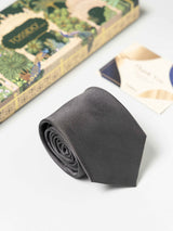 Grey Pure Silk Necktie (Teflon Coated) - TOSSIDO
