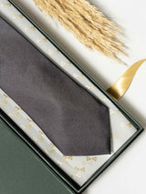 Grey Pure Silk Necktie (Teflon Coated) - TOSSIDO