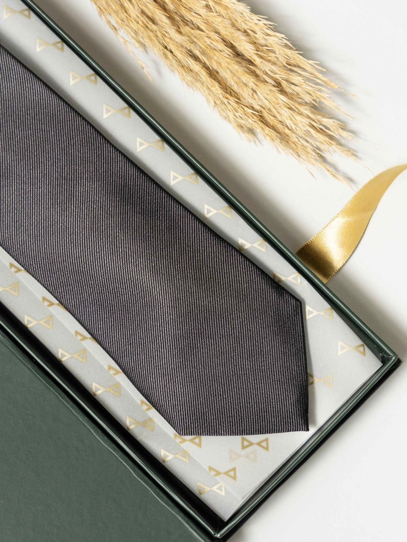 Grey Pure Silk Necktie (Teflon Coated) - TOSSIDO