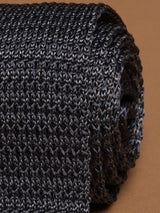 Grey Solid Silk Knitted Necktie - TOSSIDO