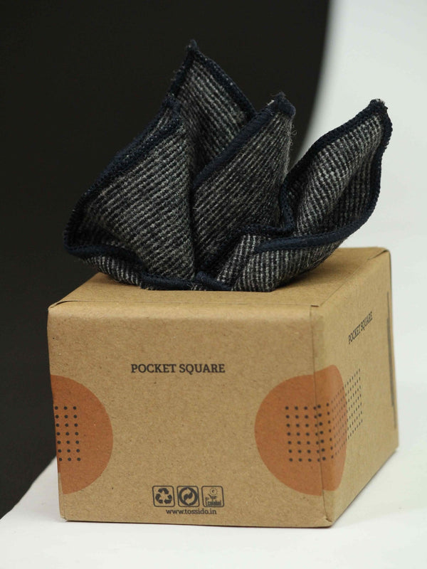 Grey Solid Wool Pocket Square - TOSSIDO