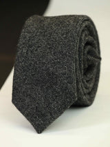 Grey Solid Wool Skinny Necktie - TOSSIDO