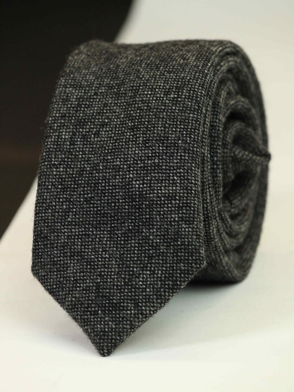 Grey Solid Wool Skinny Necktie - TOSSIDO