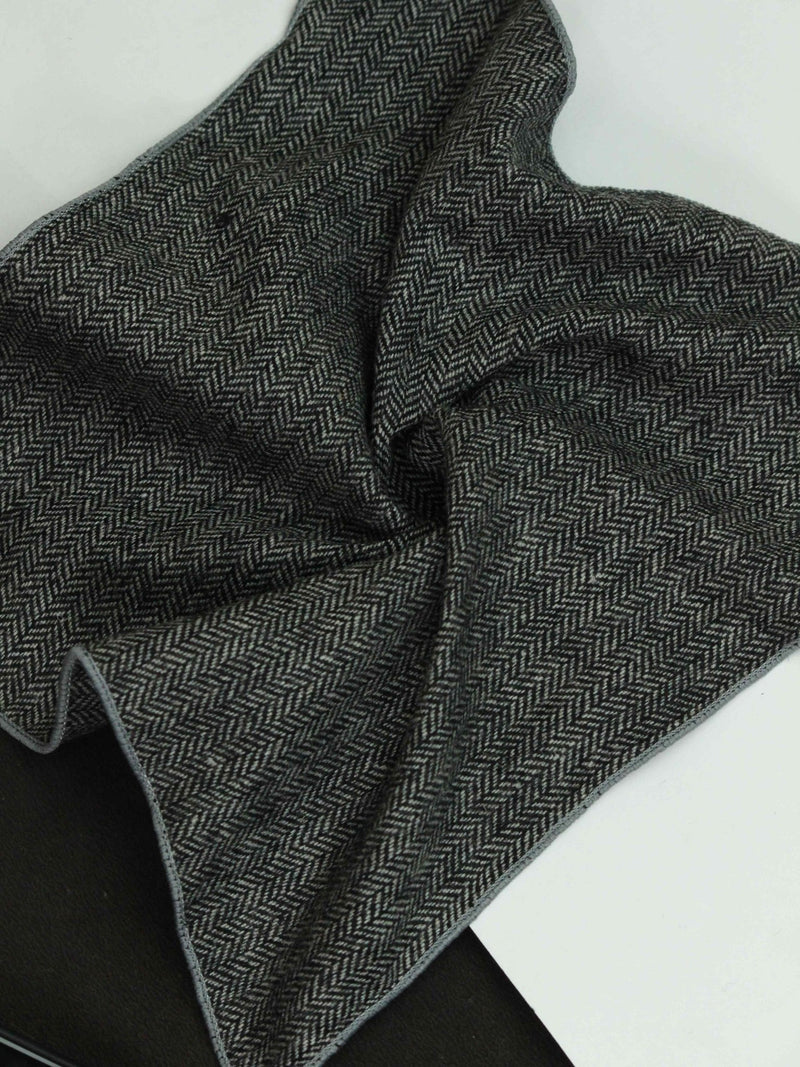 Grey Stripe Wool Pocket Square - TOSSIDO