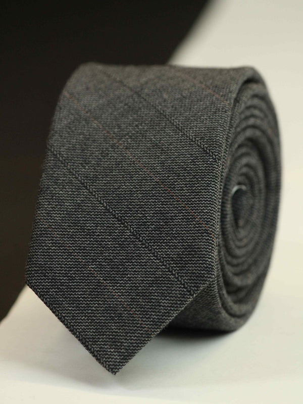 Grey Stripe Wool Skinny Necktie - TOSSIDO