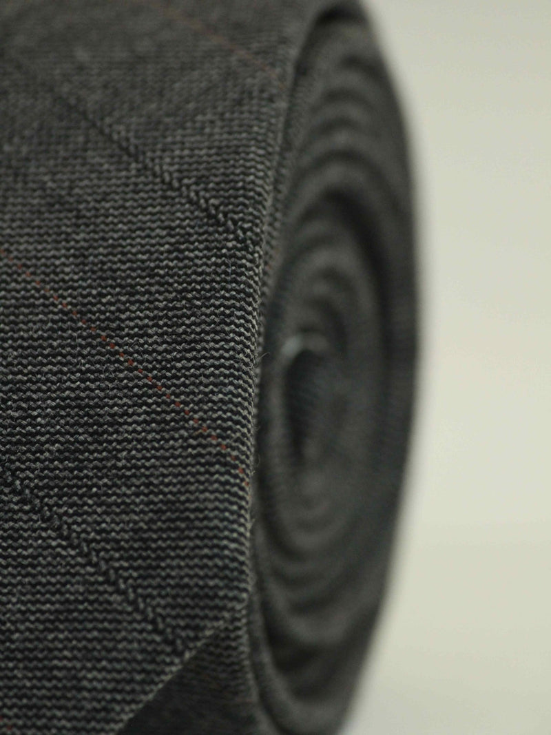 Grey Stripe Wool Skinny Necktie - TOSSIDO