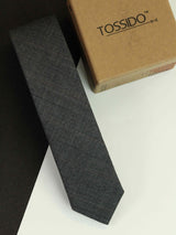 Grey Stripe Wool Skinny Necktie - TOSSIDO