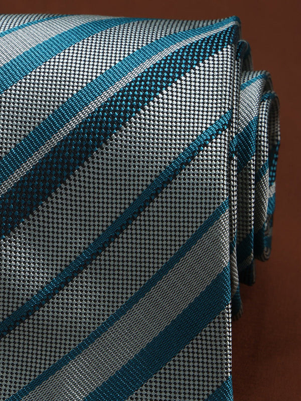 Grey Stripe Woven Necktie - TOSSIDO