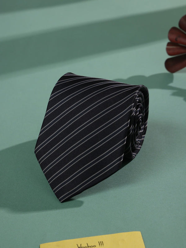 Grey Stripe Woven Necktie - TOSSIDO