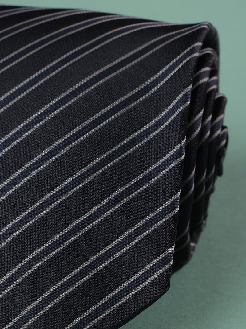 Grey Stripe Woven Necktie - TOSSIDO