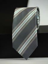 Grey Stripe Woven Silk Necktie - TOSSIDO
