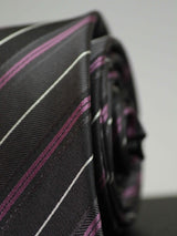 Grey Stripe Woven Silk Necktie - TOSSIDO