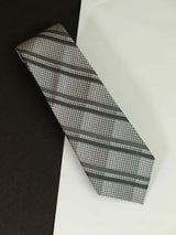 Grey Stripe Woven Silk Necktie - TOSSIDO