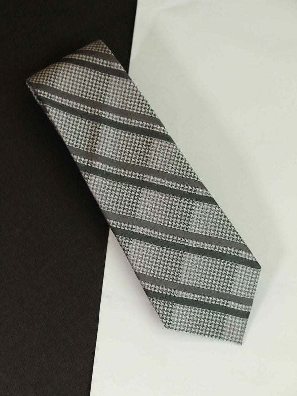 Grey Stripe Woven Silk Necktie - TOSSIDO