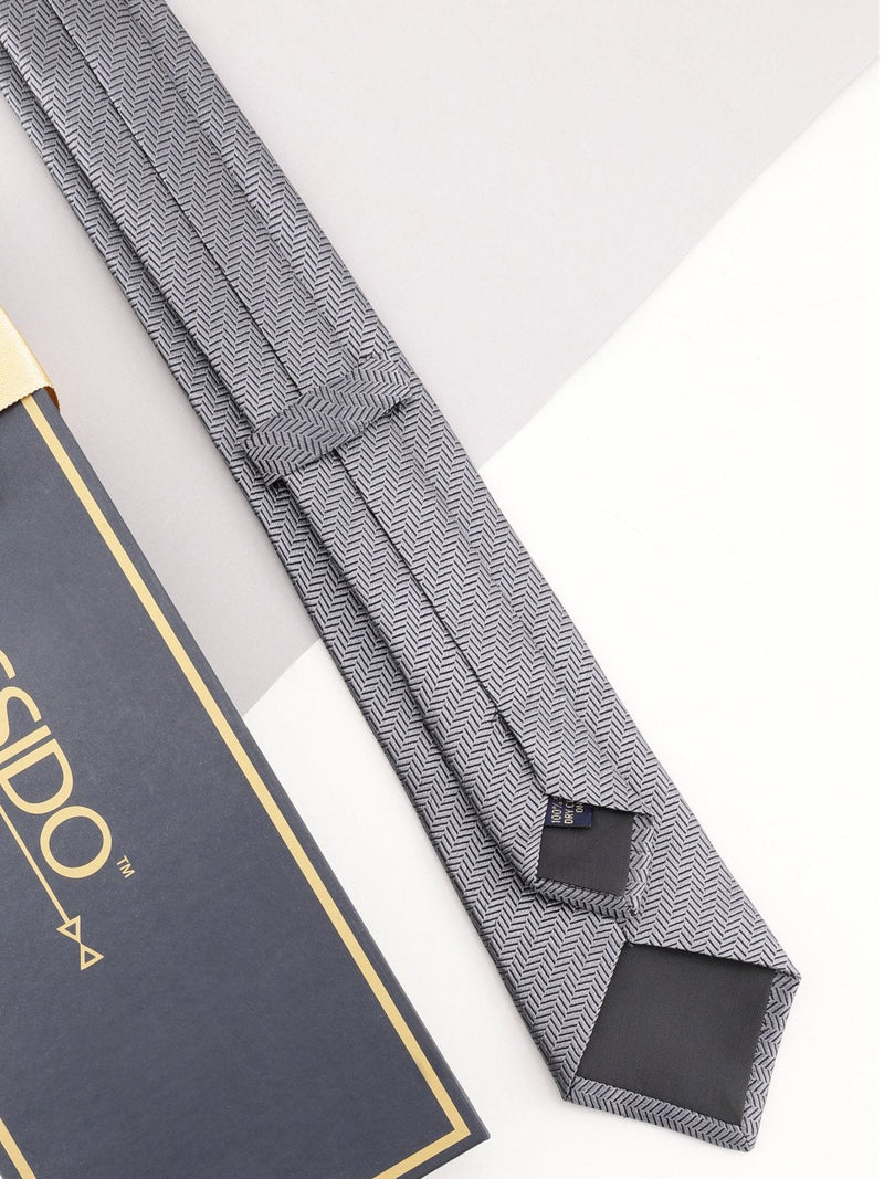 Grey Stripe Woven Silk Necktie - TOSSIDO