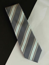 Grey Stripe Woven Silk Necktie - TOSSIDO