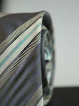 Grey Stripe Woven Silk Necktie - TOSSIDO