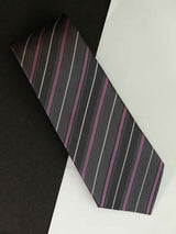 Grey Stripe Woven Silk Necktie - TOSSIDO