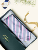 Grey Stripes Broad + Long Necktie - TOSSIDO